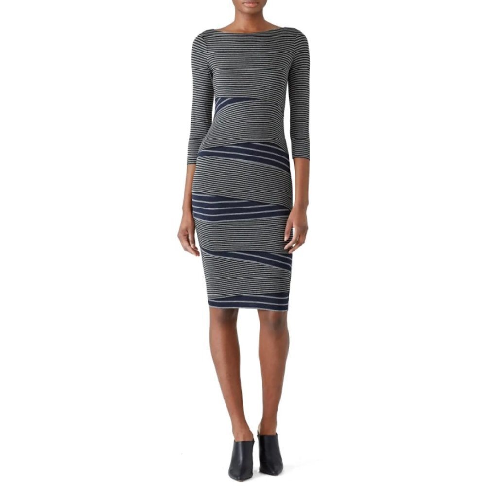 Bailey44 Black and Gray Stripe Rayon Jersey ARCADE Dress Size Medium Bodycon